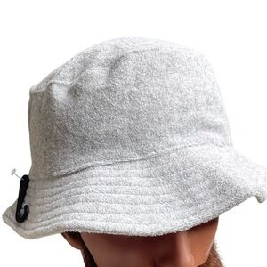 Unisex NWOT Terry Cloth Bucket Hat Light Grey Lined Size S/M